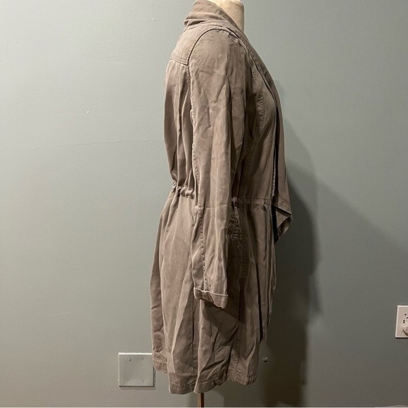 MAX JEANS Drape Front Drawstring Waist Tencel Long Utility Jacket Size Small - Picture 6 of 11